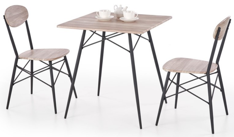 KABIR set hrast san remo/crna sto 70x75+2 stolice