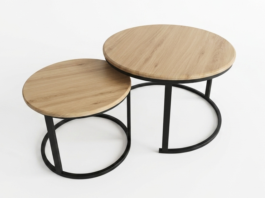 CT-171KD fi70x45 + fi50x38 hrast MDF - crno set klub stolića